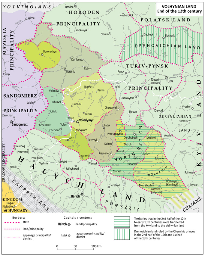 Image - The Map of Volhynian Land (or Volodymyr Principality), ca 1198. (Map by Dmytro Vortman). 